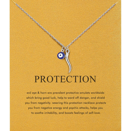 Fashionable Stainless Steel Evil Eye Twisted Horn Chili Pendant Necklace with Cable Chain for Women