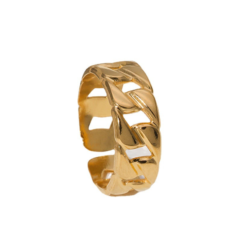 Anello regolabile in acciaio inossidabile con geometria stile punk con finitura placcata per uomo e donna