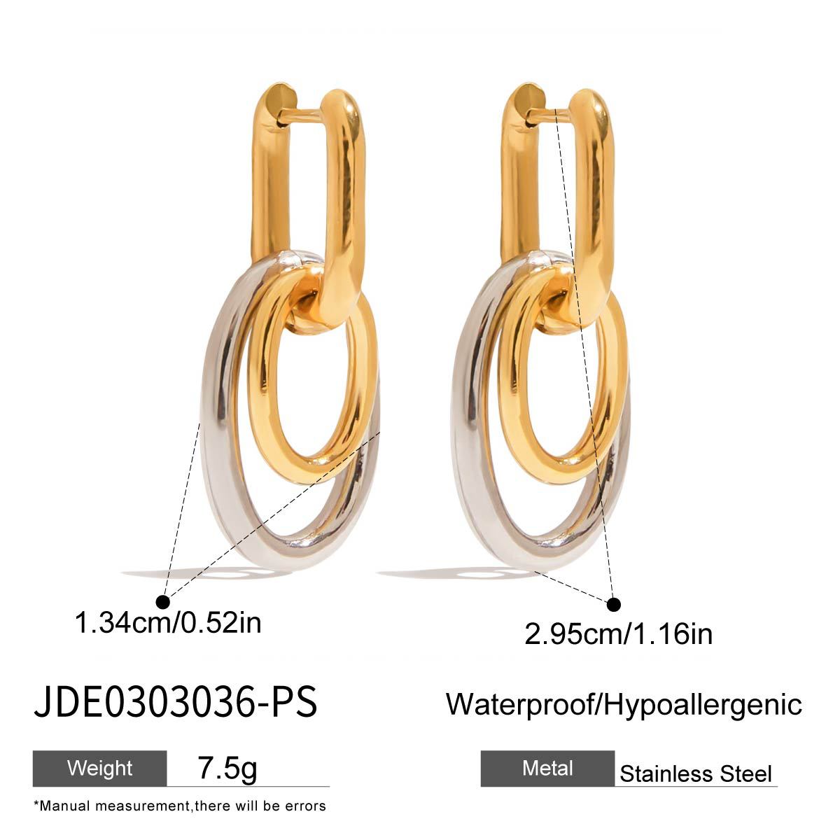 Oval Geometric Plated Stainless Steel Earrings for Women