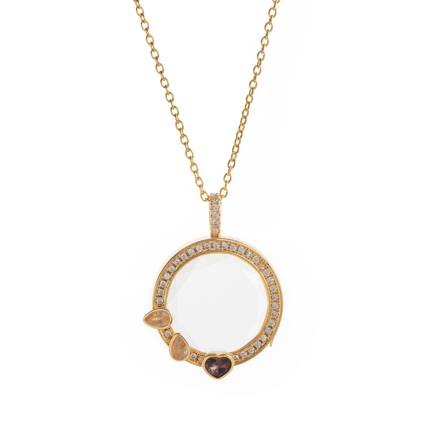 Ciondolo a Medaglione Tondo Geometrico Vintage Placcato Oro 18K in Ottone e Acciaio al Titanio Charm Bar