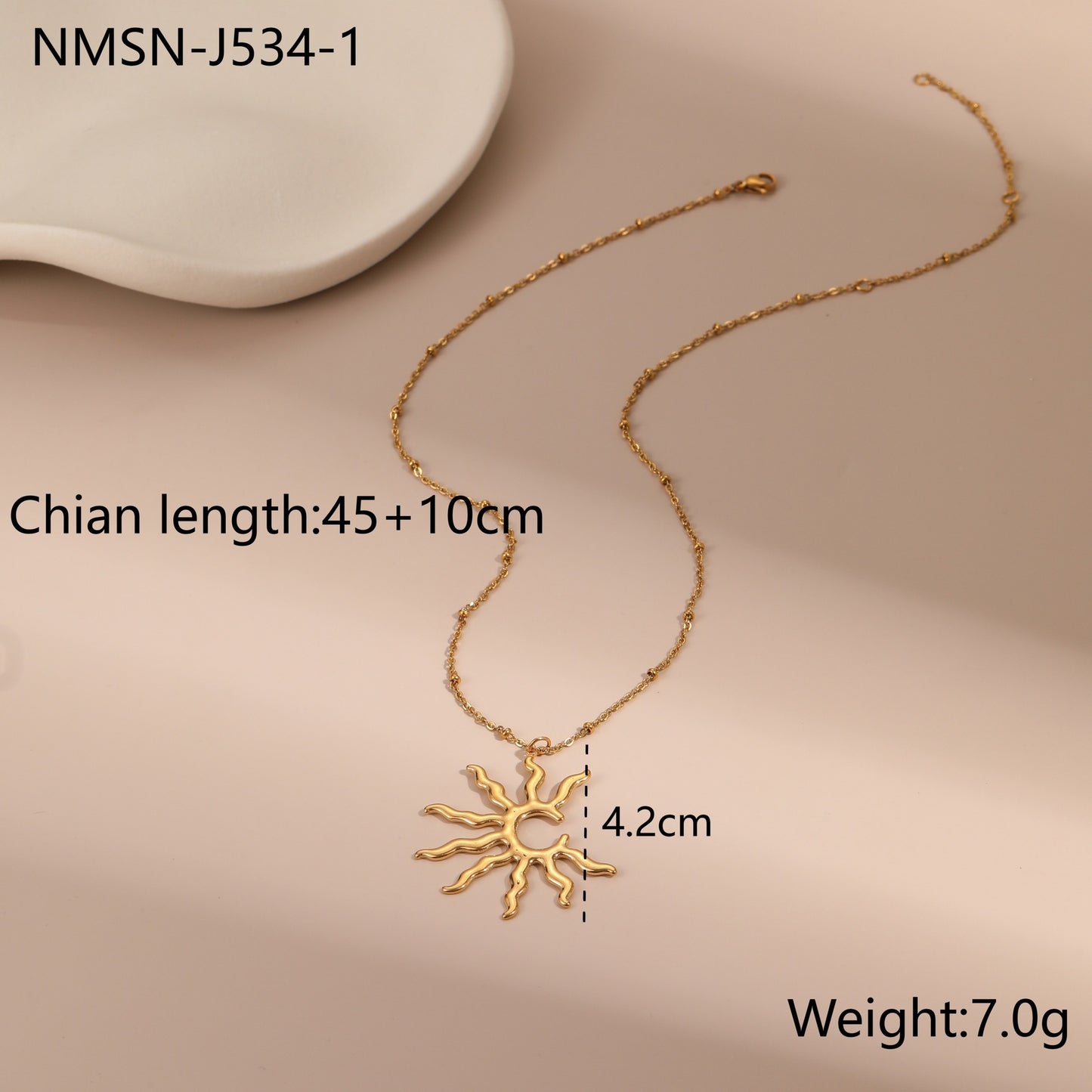 Collana con ciondolo a girasole alla moda in acciaio inossidabile con placcatura in oro 18 carati da donna