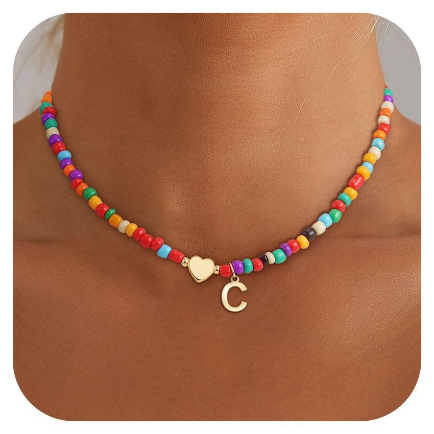 Minimalist Letter Stainless Steel Turquoise Pendant Necklace for Women