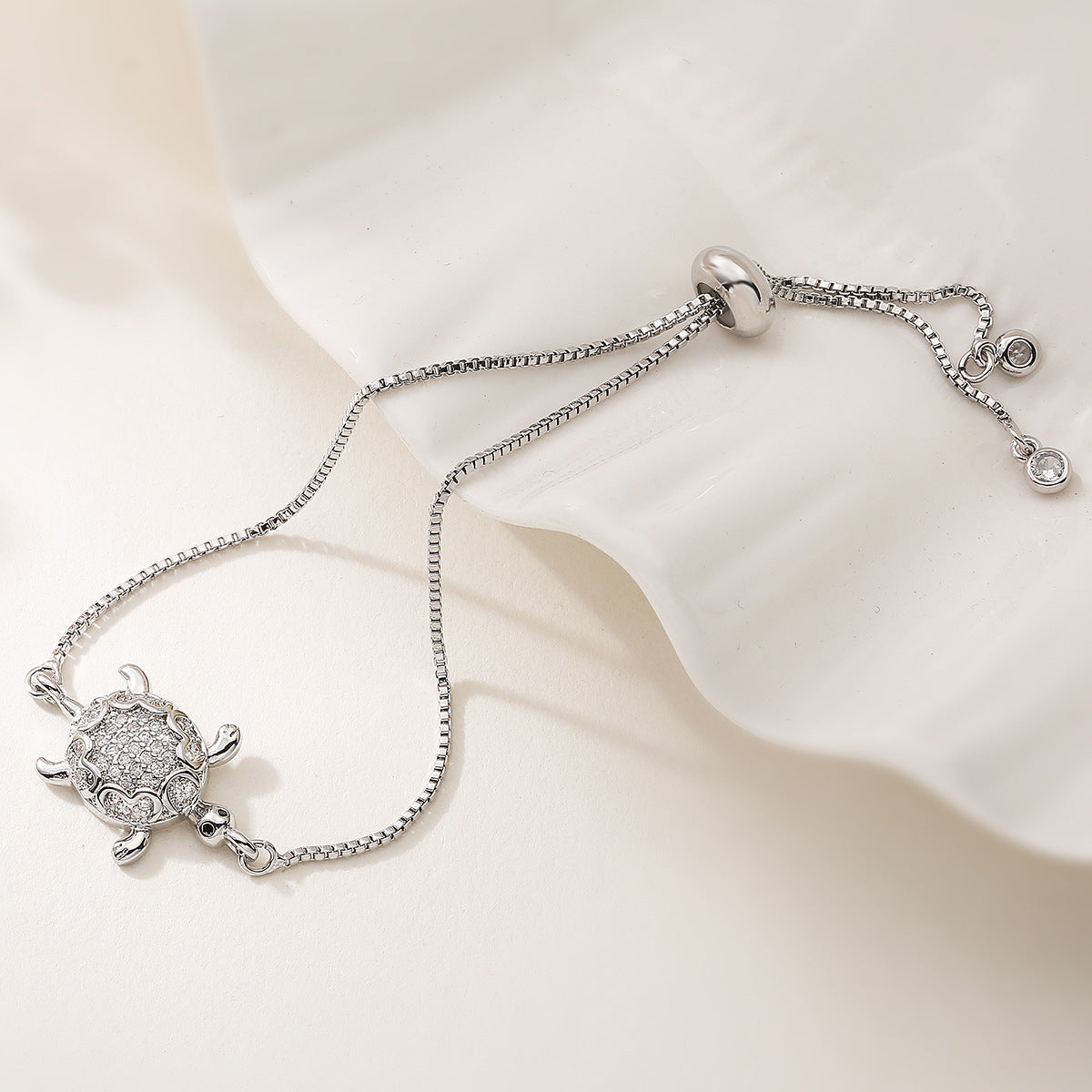 18K Gold Plated Brass Cubic Zirconia Turtle Bracelet for Women