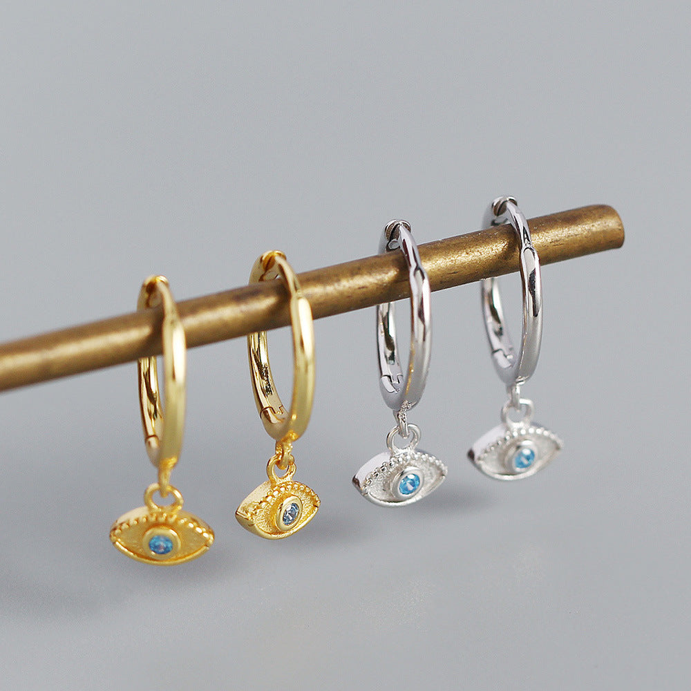 Orecchini a perno con strass intarsiati a occhio quadrato geometrico in argento sterling 925 Sweet Streetwear