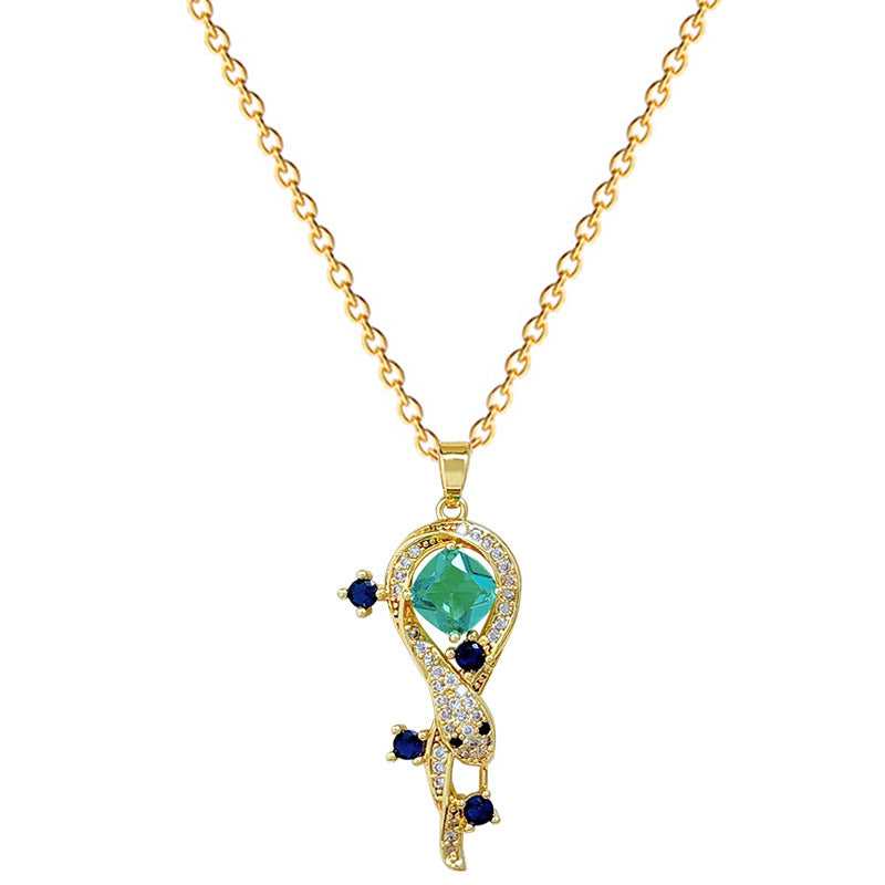 Collar con colgante de serpiente estilo vintage en acero de titanio con incrustaciones de diamantes de imitación para mujer y hombre, delicada cadena para clavícula