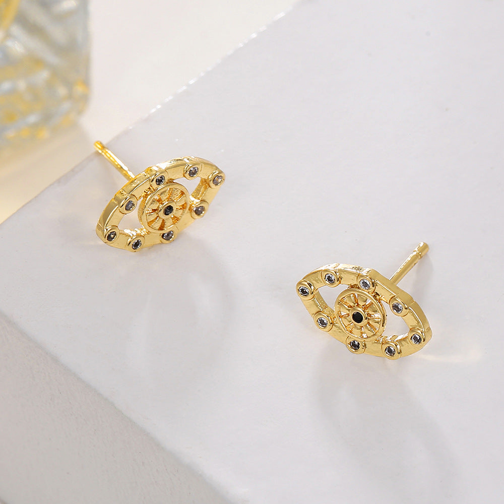 Minimalist 18K Gold Plated Brass Butterfly Stud Earrings with Cubic Zirconia