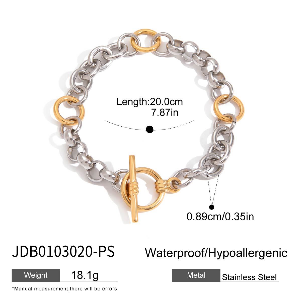 Luxury Elegant Geometric Oval Plated Stainless Steel Cuban Link Chain Bracelet for Women