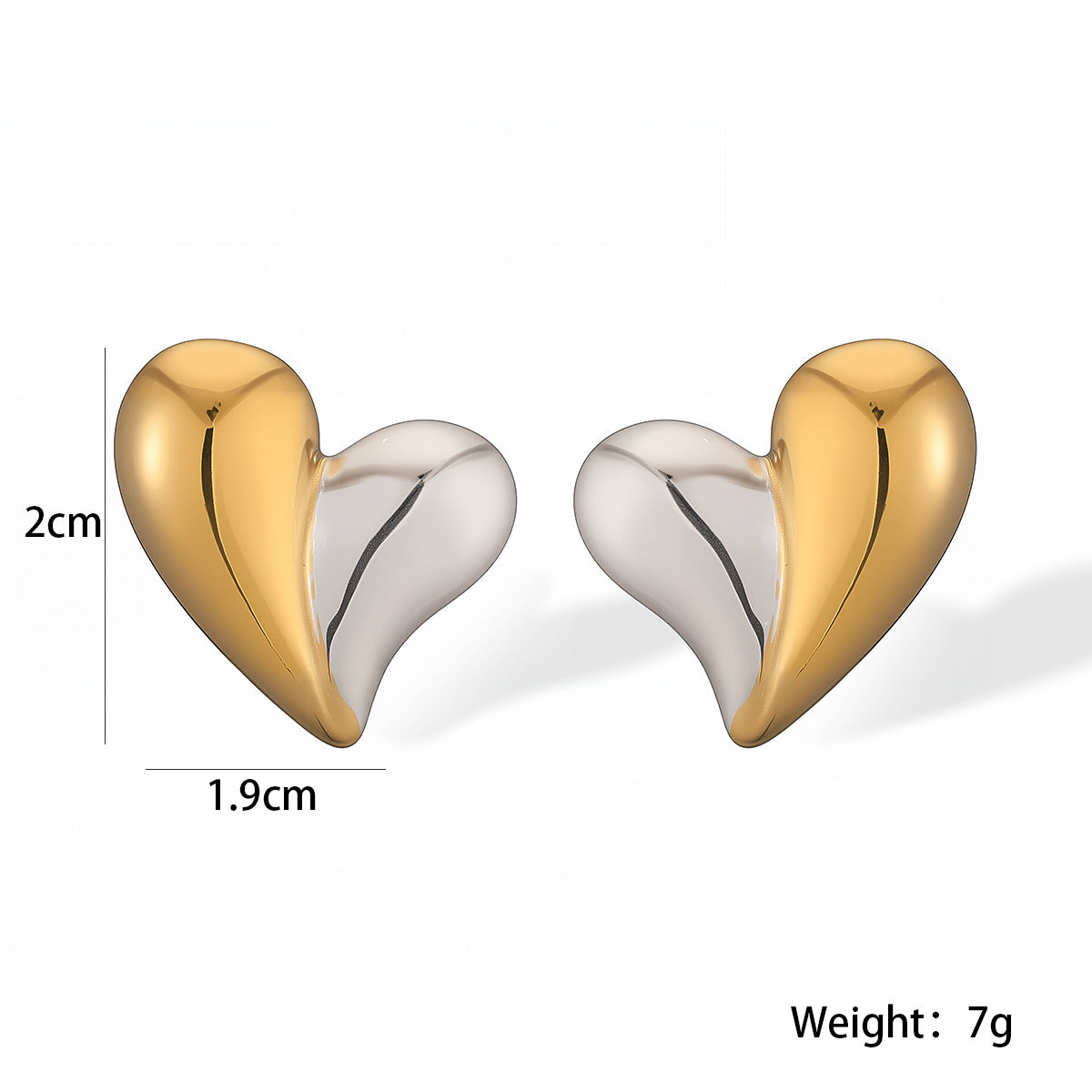 Orecchini a perno da donna a forma di cuore in acciaio inossidabile placcato oro, dal design geometrico minimalista, gioielli versatili per tutti i giorni