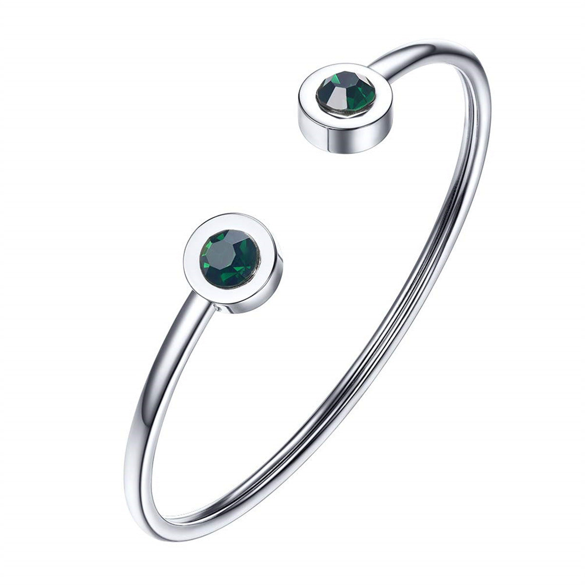 Pulsera minimalista geométrica de acero inoxidable con piedra de nacimiento de diciembre para mujer
