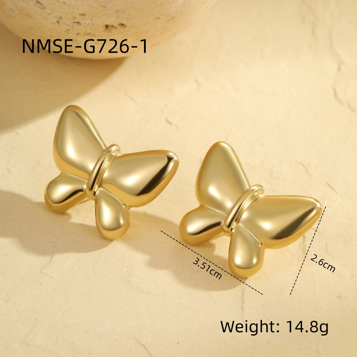 Minimalist Butterfly Stud Earrings in Stainless Steel with Plated Finish for Women