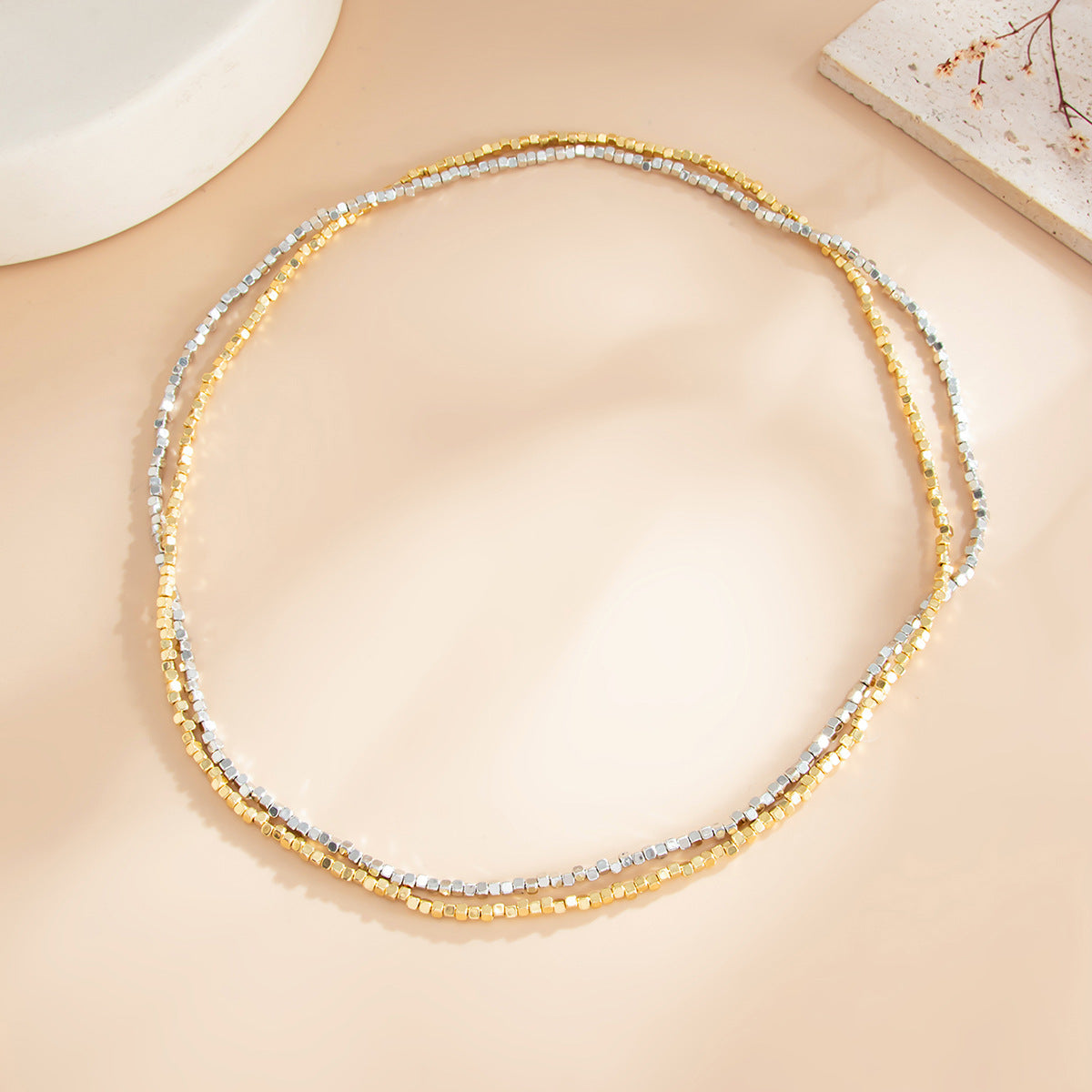 Hip-hop Polished Square Acrylic Double Layer Beaded Waist Chain for Women