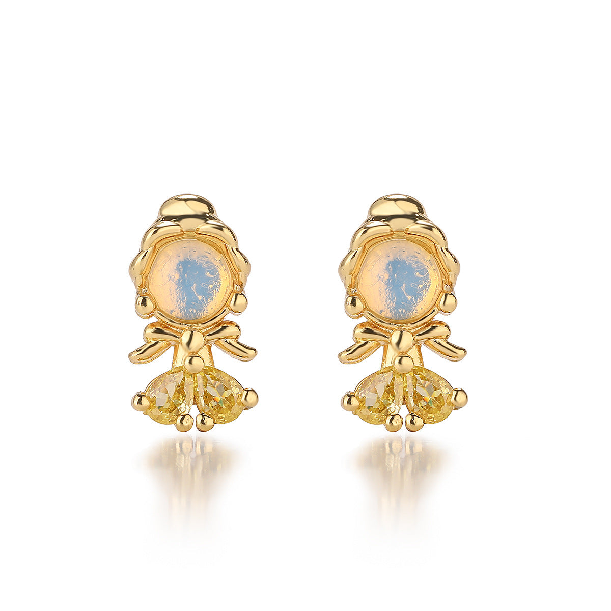 Orecchini Minimalisti Geometrici in Rame con Placcatura in Oro 18K e Zirconia Cubica da Donna