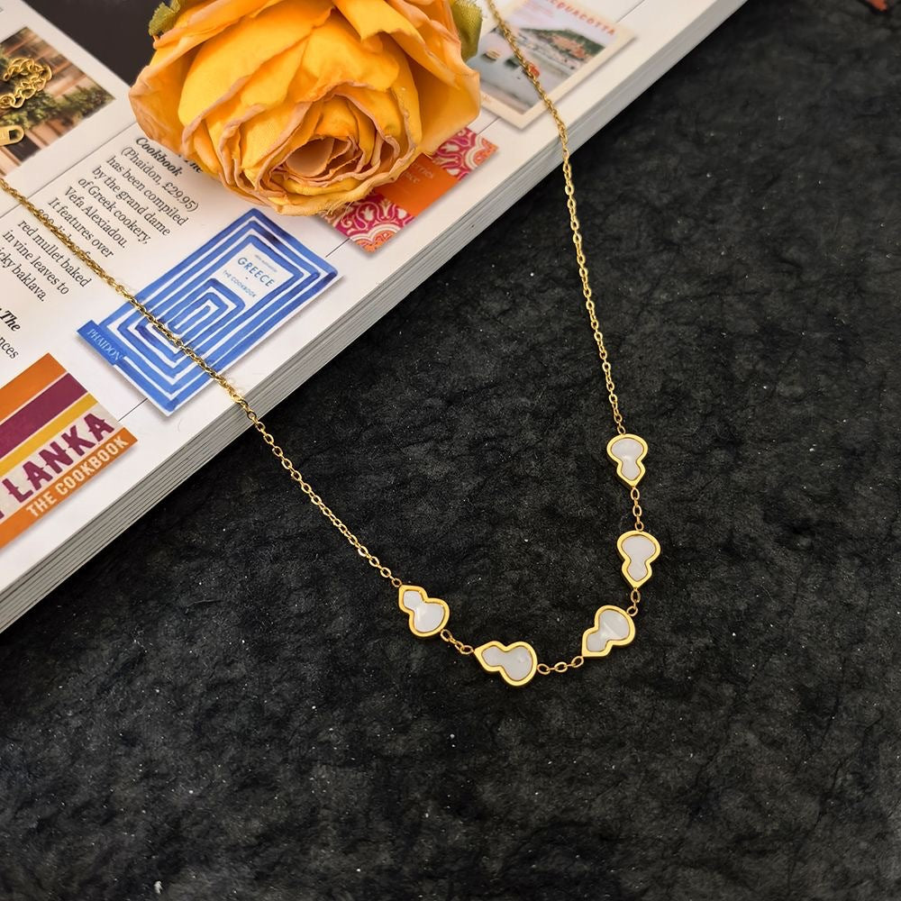 Minimalist Elegant Titanium Steel Plated Gourd Pendant Necklace for Women