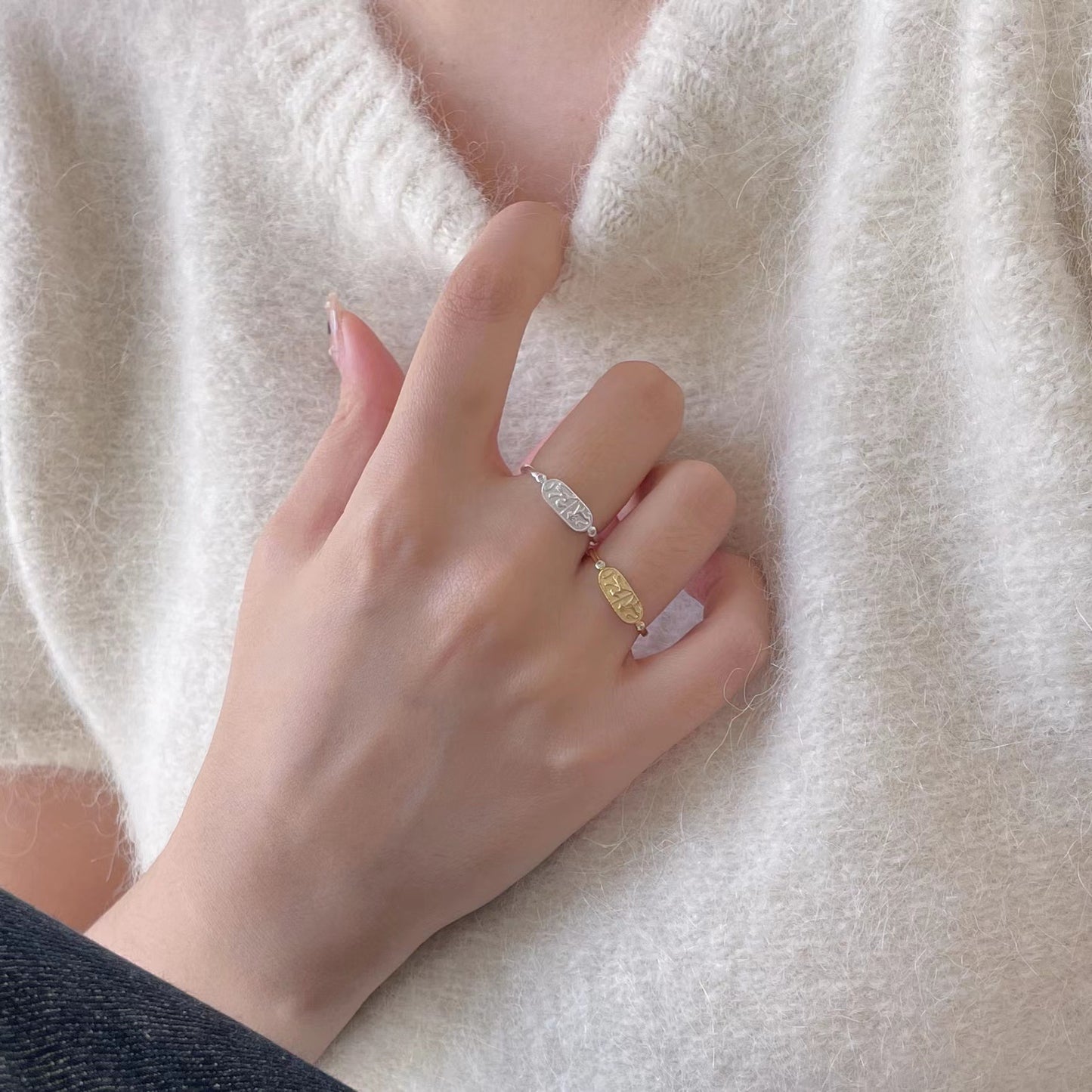 Anello minimalist in argento sterling 925 a forma di animale da donna con design geometrico e finitura placcata