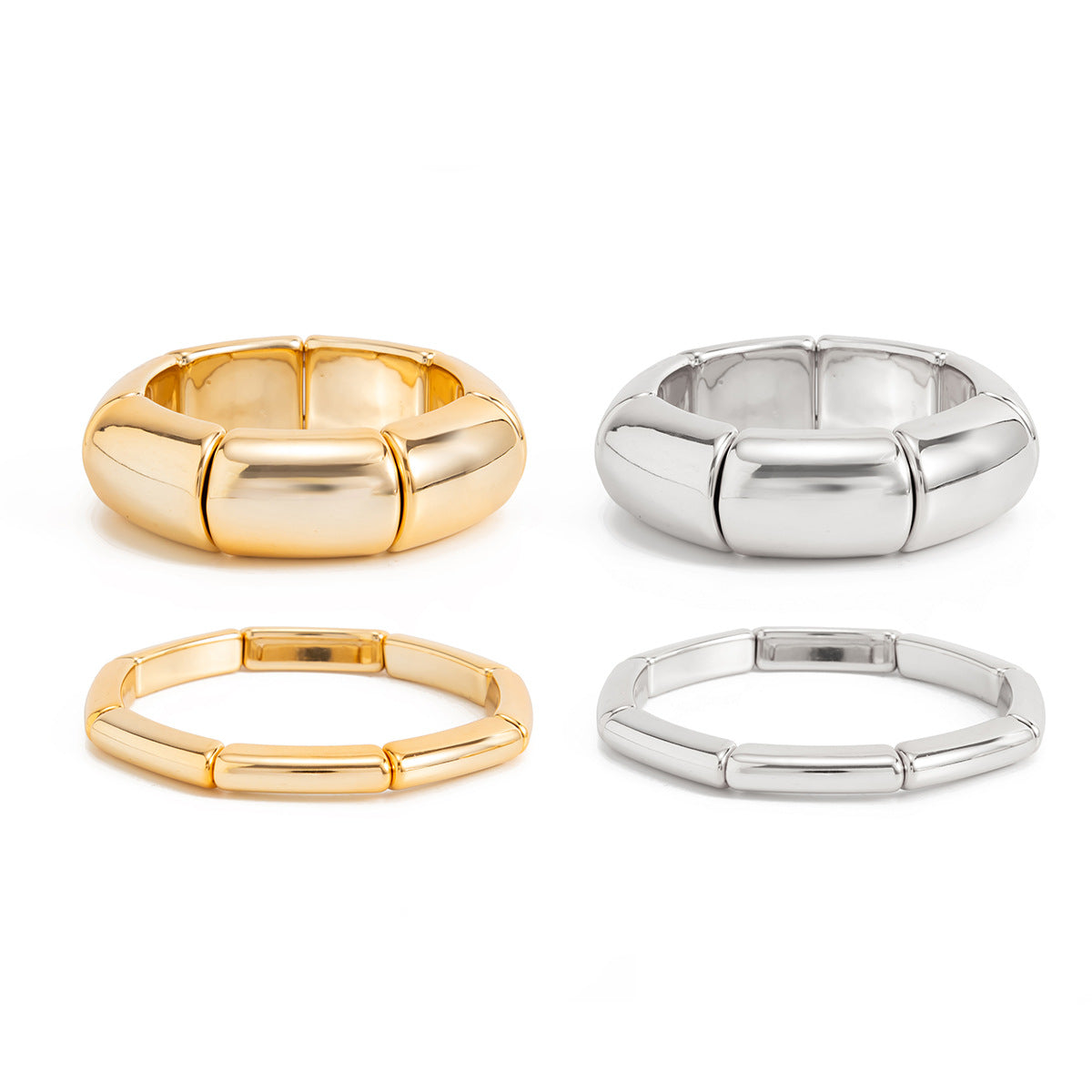 Minimalist Geometric Plated Acrylic Bamboo Segment Cuff Bracelet