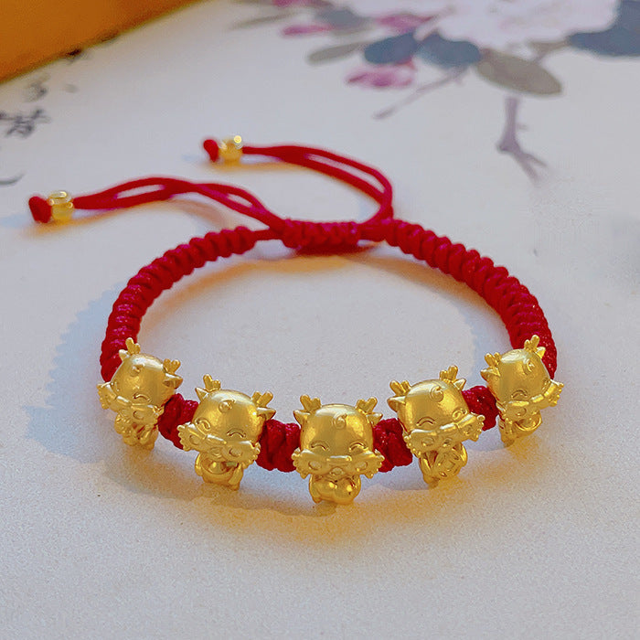 Chinese Style Red Cord Plated Animal Bracelet for Unisex