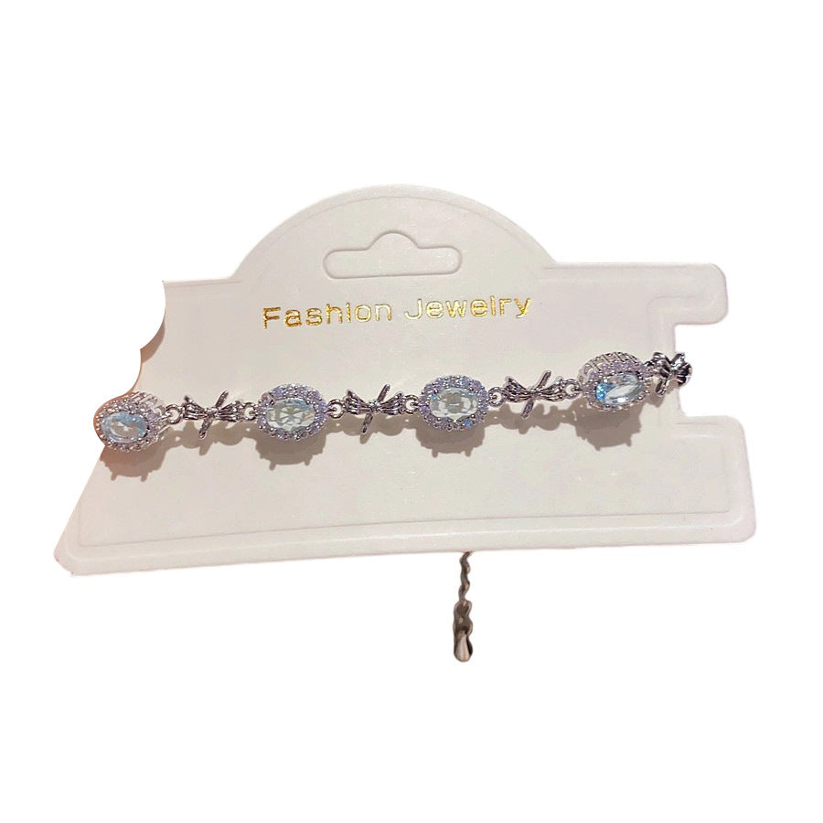 Elegant Luxury Oval Cubic Zirconia Inlaid Brass Bracelet for Women