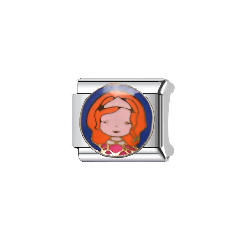 Elegant Plated Stainless Steel Cartoon Charm Bar Bracelet Unisex Fashion Jewelry
