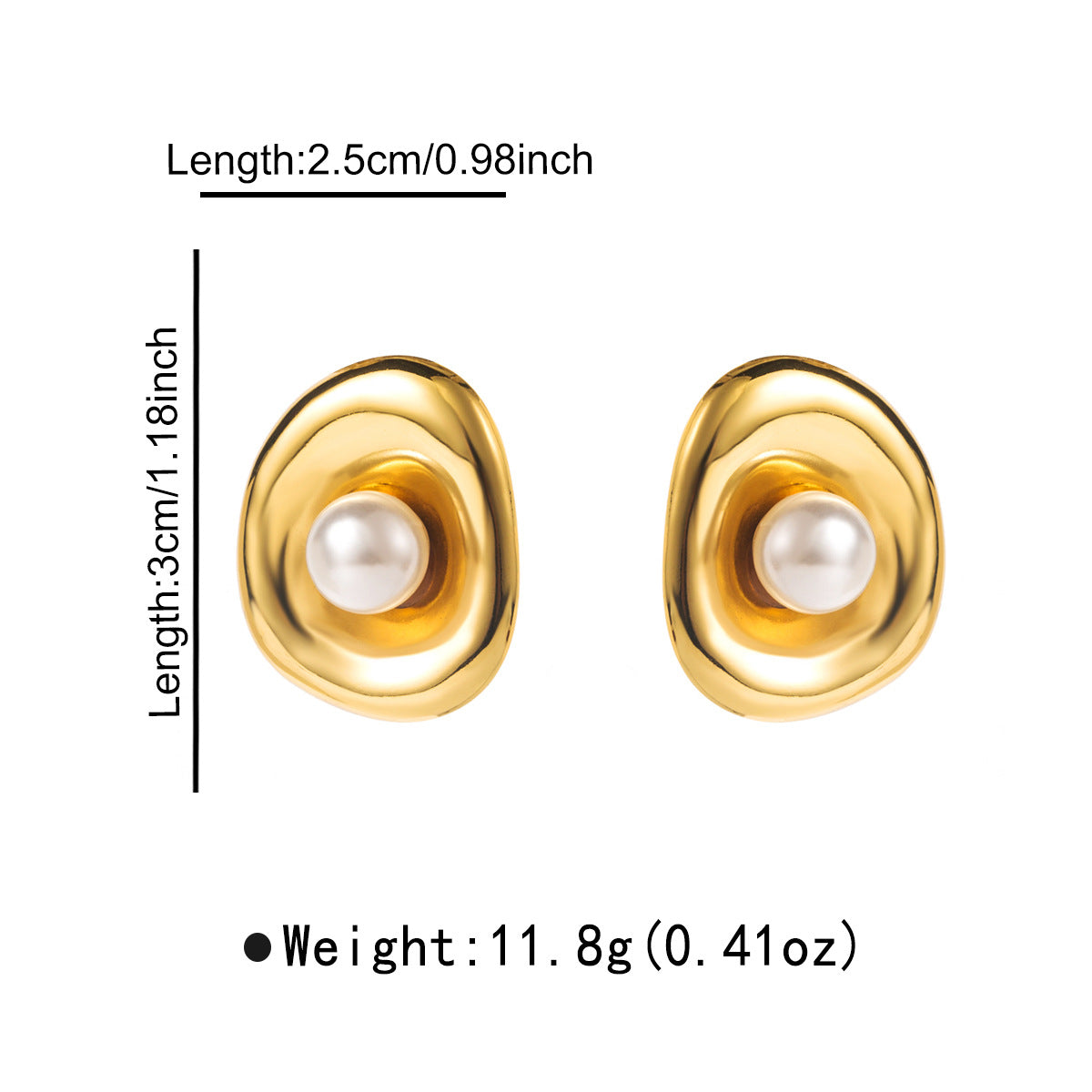 Orecchini minimalisti geometrici in acciaio inossidabile con perle d'imitazione per donna