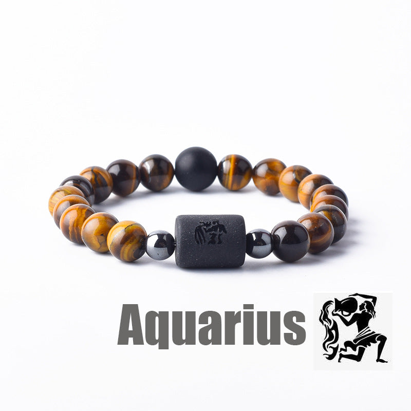 Classic Unisex Natural Stone Zodiac Beaded Bracelet