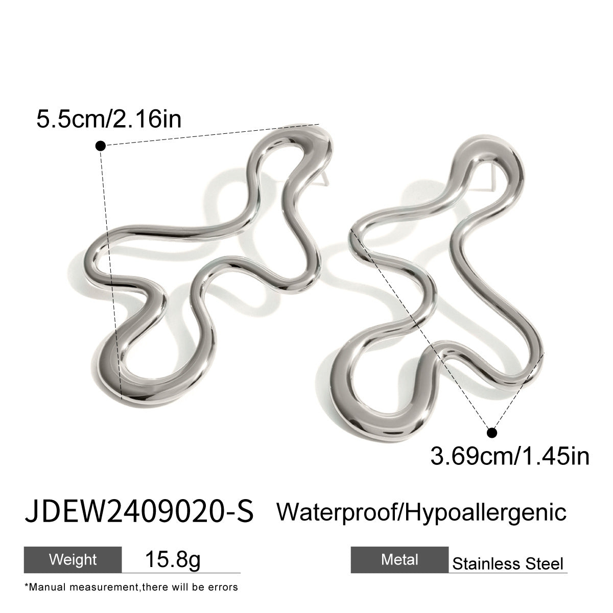 Luxury Geometric Plated Stainless Steel Titanium Stud Earrings for Women