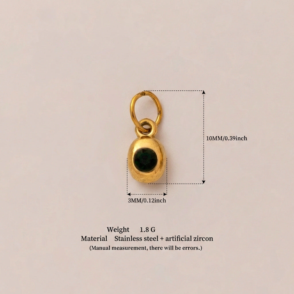 Vintage Geometric Stainless Steel 18K Gold Plated PVD DIY Charm Bar Necklace with 12 Birthstones