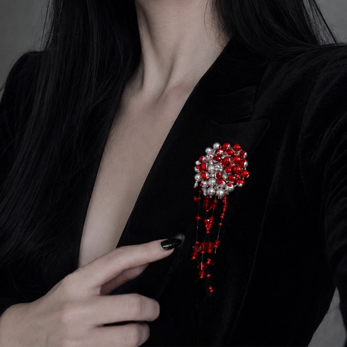 Gothic Geometric Acrylic Bead Tassel Choker Necklace for Women