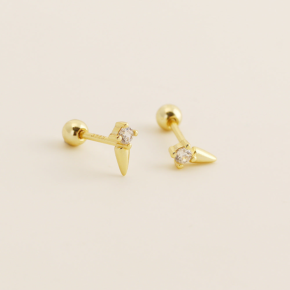 Pendientes de aro con remaches y tornillos geométricos de plata de ley 925 Sweet Streetwear para mujer