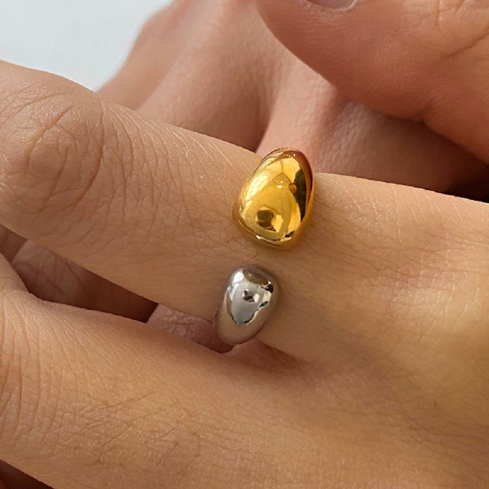 Geometric Plated Stainless Steel Ring for Women