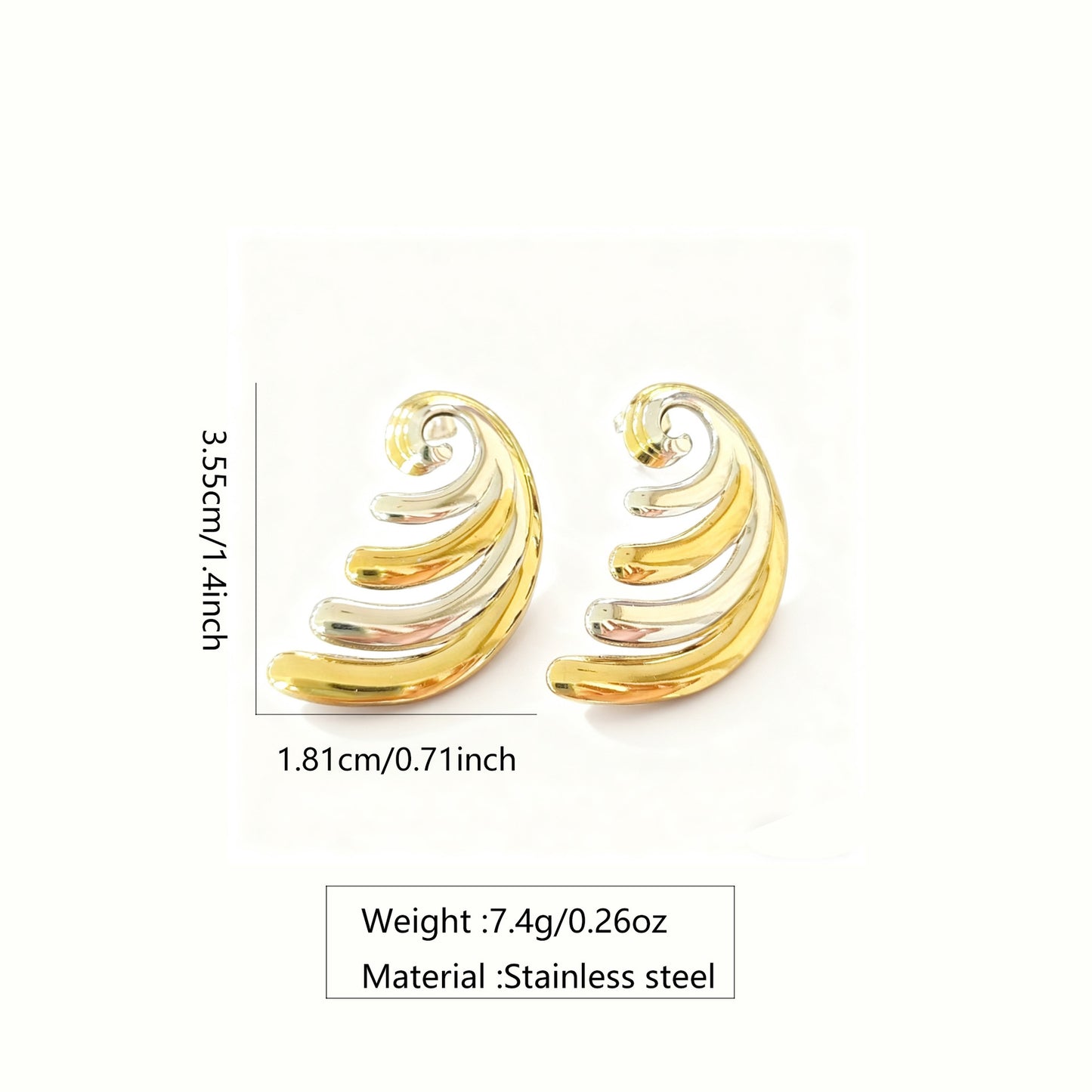 Minimalist Elegant Geometric Round Plated Stainless Steel Earrings Two-Tone Design for Women