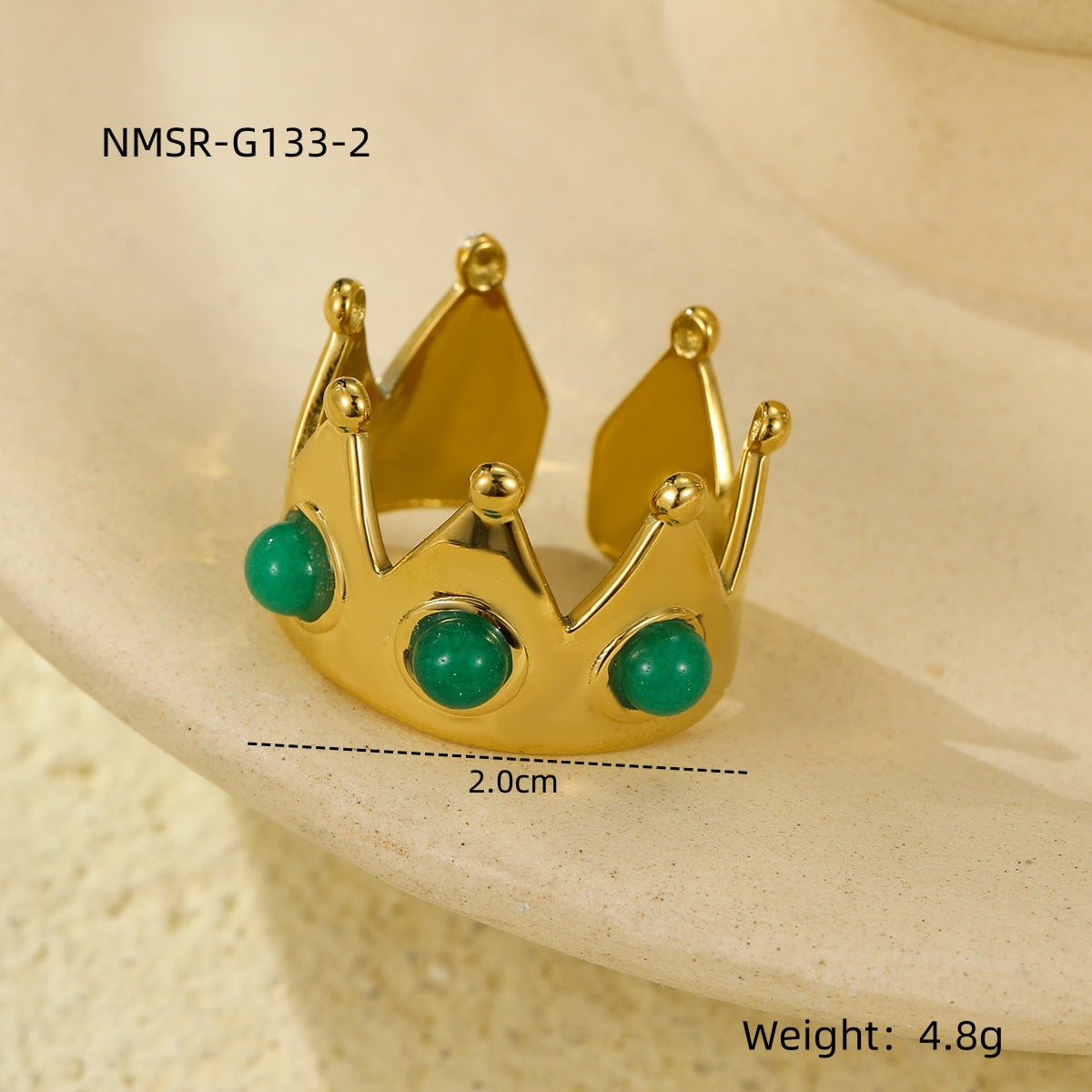 Anello minimalista a forma di corona in acciaio inossidabile placcato oro 18 carati con fascia aperta regolabile da donna