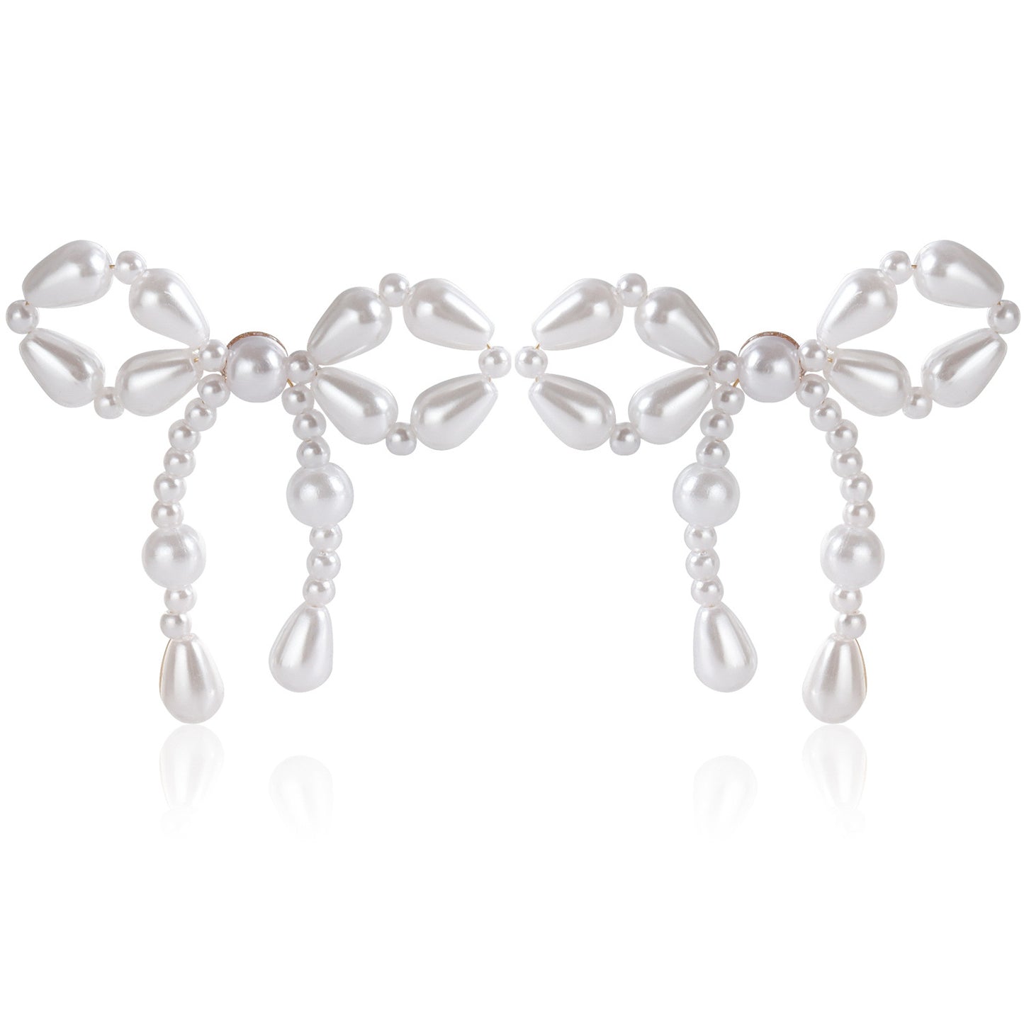 Pendientes Vintage Tejidos a Mano con Forma de Lazo Estilo Perla para Mujer con Acabado Chapado