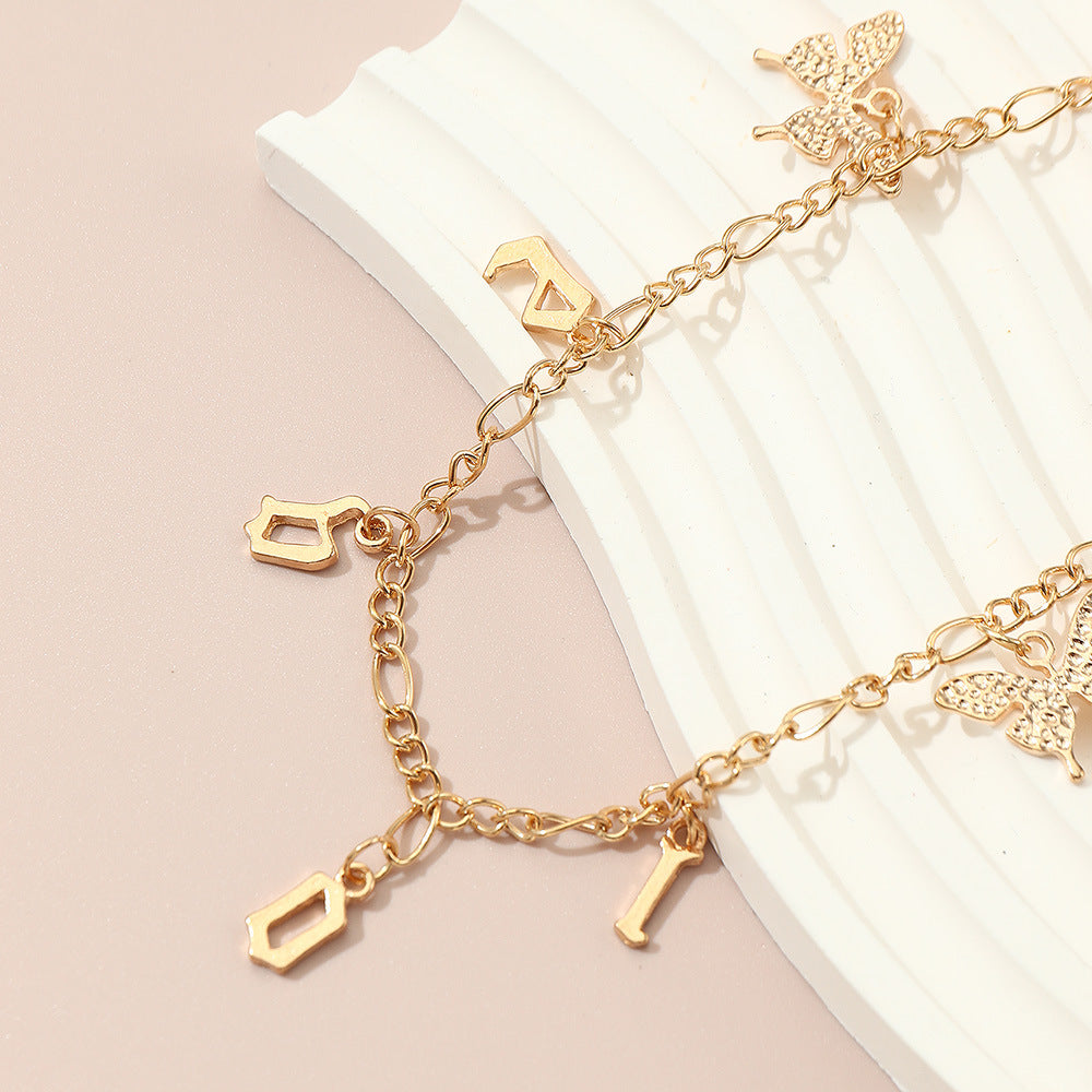Collana con Pendente a Farfalla Minimalista per Ragazze in Lega Metallica con Catena a Onda d'Acqua Collana girocollo per Bambini