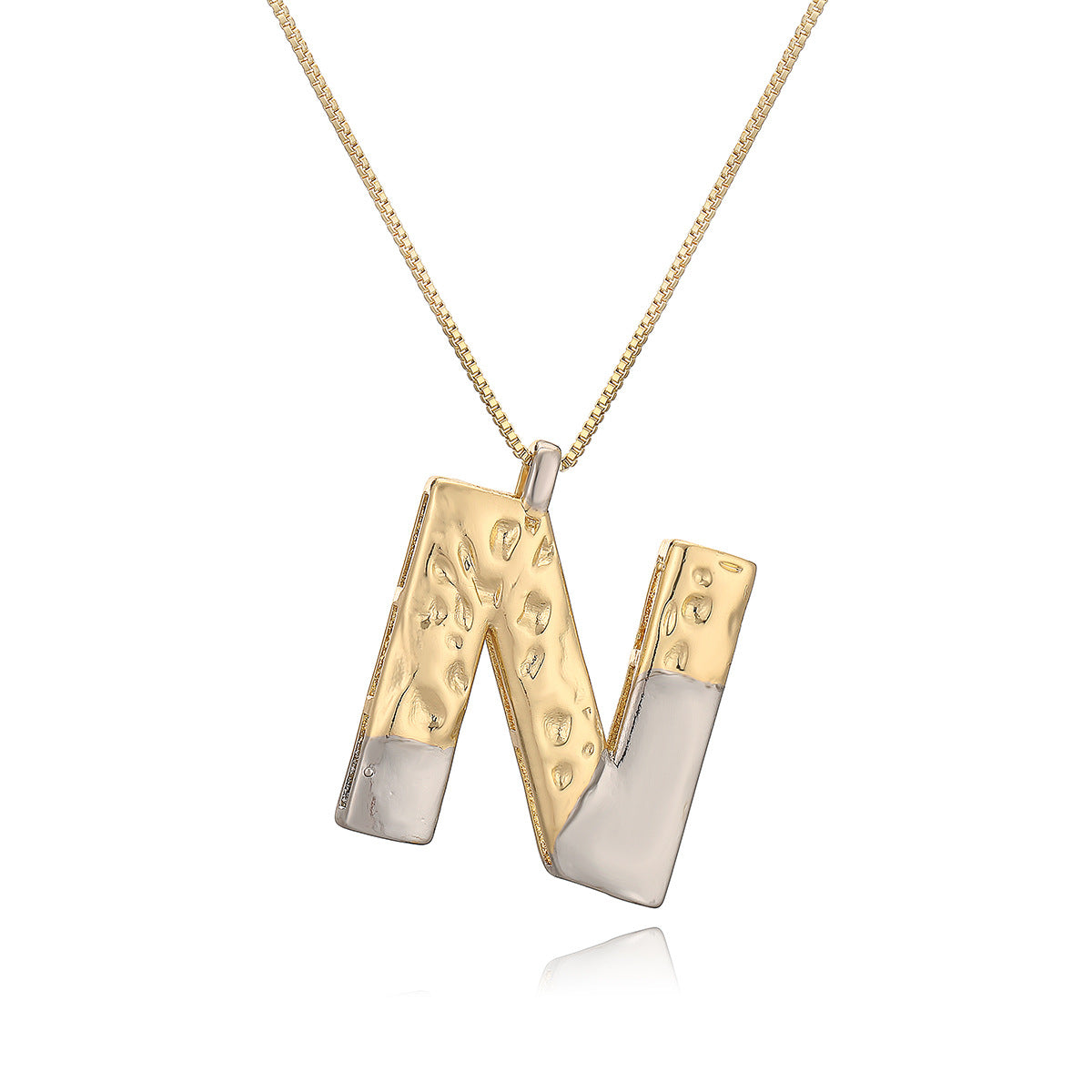 Collana con ciondolo a lettera in rame placcato oro geometrico minimalista da donna