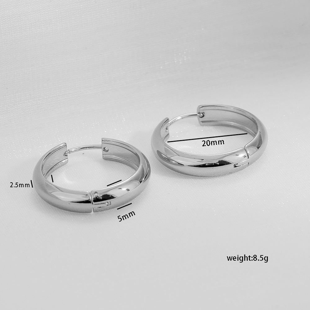 Pendientes de aro geométricos chapados en oro de acero de titanio minimalista para mujer, moda unisex, uso diario