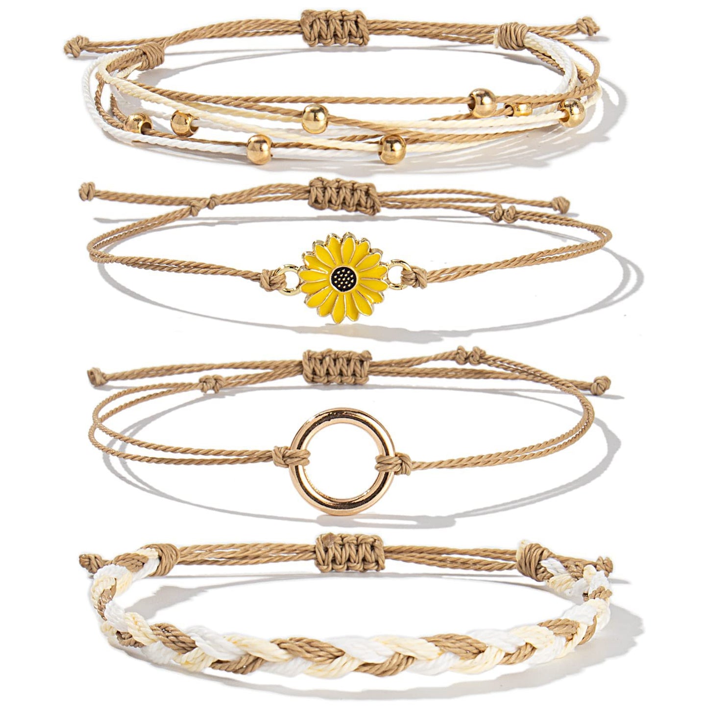 Bohemian Floral Sunflower Handmade Woven Bracelet for Women