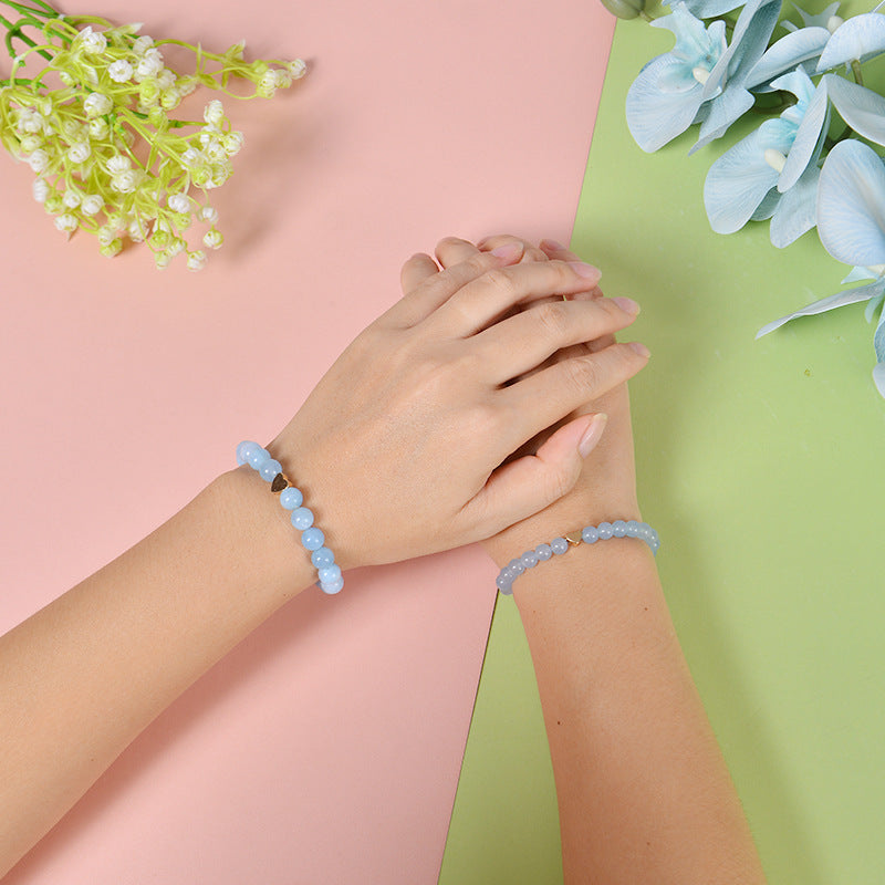 Natural Stone Crystal Amazonite Heart Round Bracelet Set with Grade Cards for Women Girls Back to School Gift