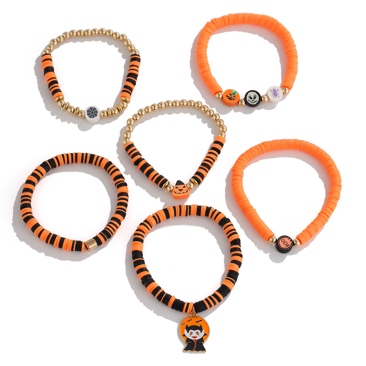 Pulsera de Calabaza de Halloween con Diseño de Cuentas Hecho a Mano para Uso Unisex, Lindo Accesorio de Fiesta con Estética de Dibujos Animados y Juguetona