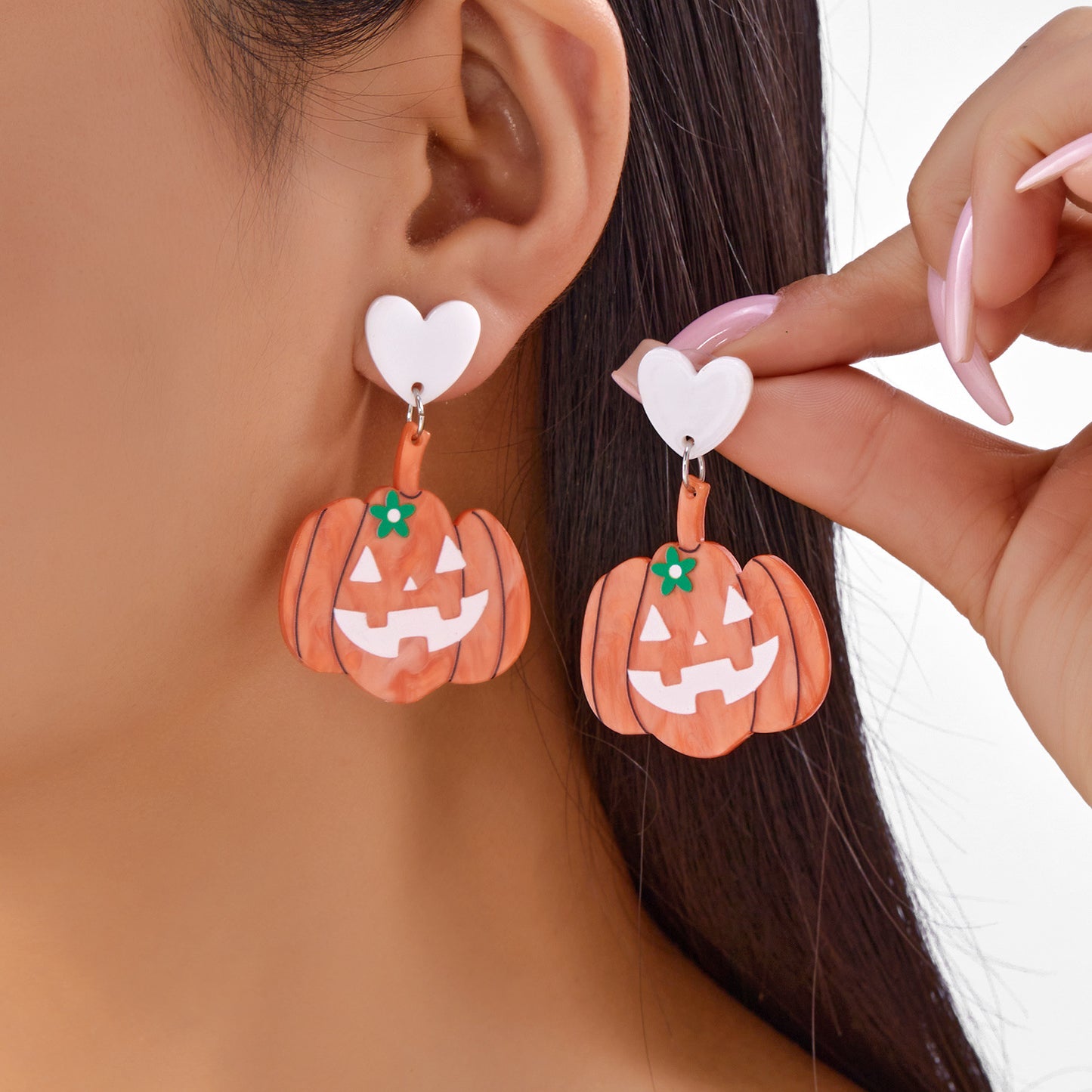 Orecchini Asimmetrici in Acrilico a Tema Halloween con Pipistrello Zucca Ragno Fantasma e Motivo Stampato per Uomo e Donna