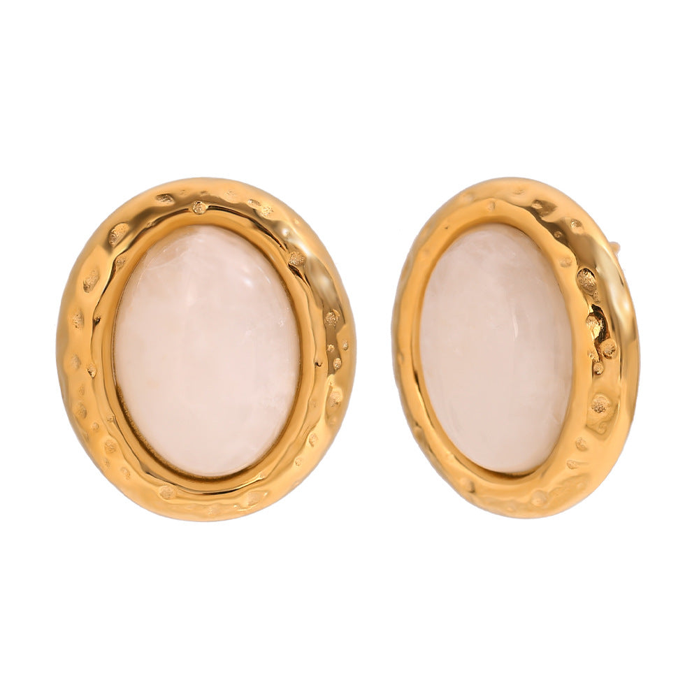 Orecchini a perno geometrici irregolari da donna in stile francese vintage, realizzati in acciaio inossidabile con placcatura in oro 18 carati