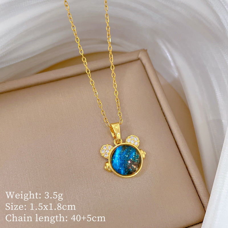 Sweet Minimalist Cross Micro-Inlaid Cubic Zirconia Brass Pendant Titanium Steel Necklace for Unisex