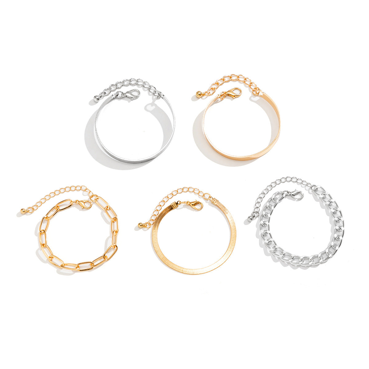 Set di braccialetti impilabili da donna in lega placcata, geometrici audaci e attorcigliati