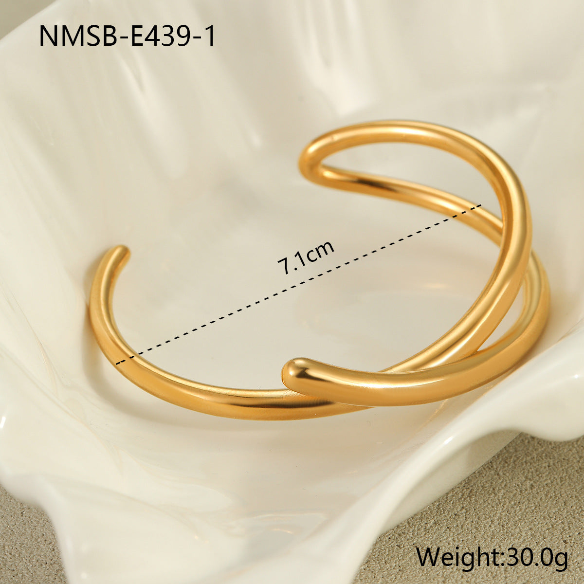 Minimalist Geometric Stainless Steel Bracelet with 18K Gold Plating for Women