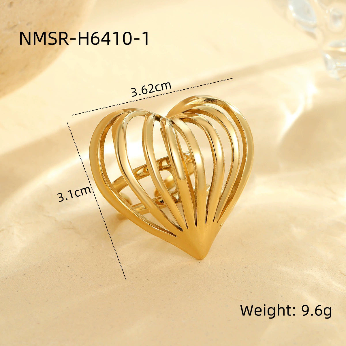 Minimalist Heart-Shaped Hollow-Out Stainless Steel Necklace with 18K Gold Plating for Women