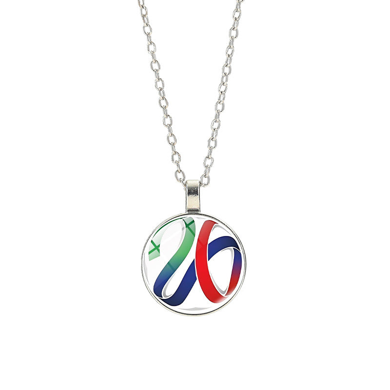 Collana sportiva casual in lega placcata argento con pendente in cristallo unisex