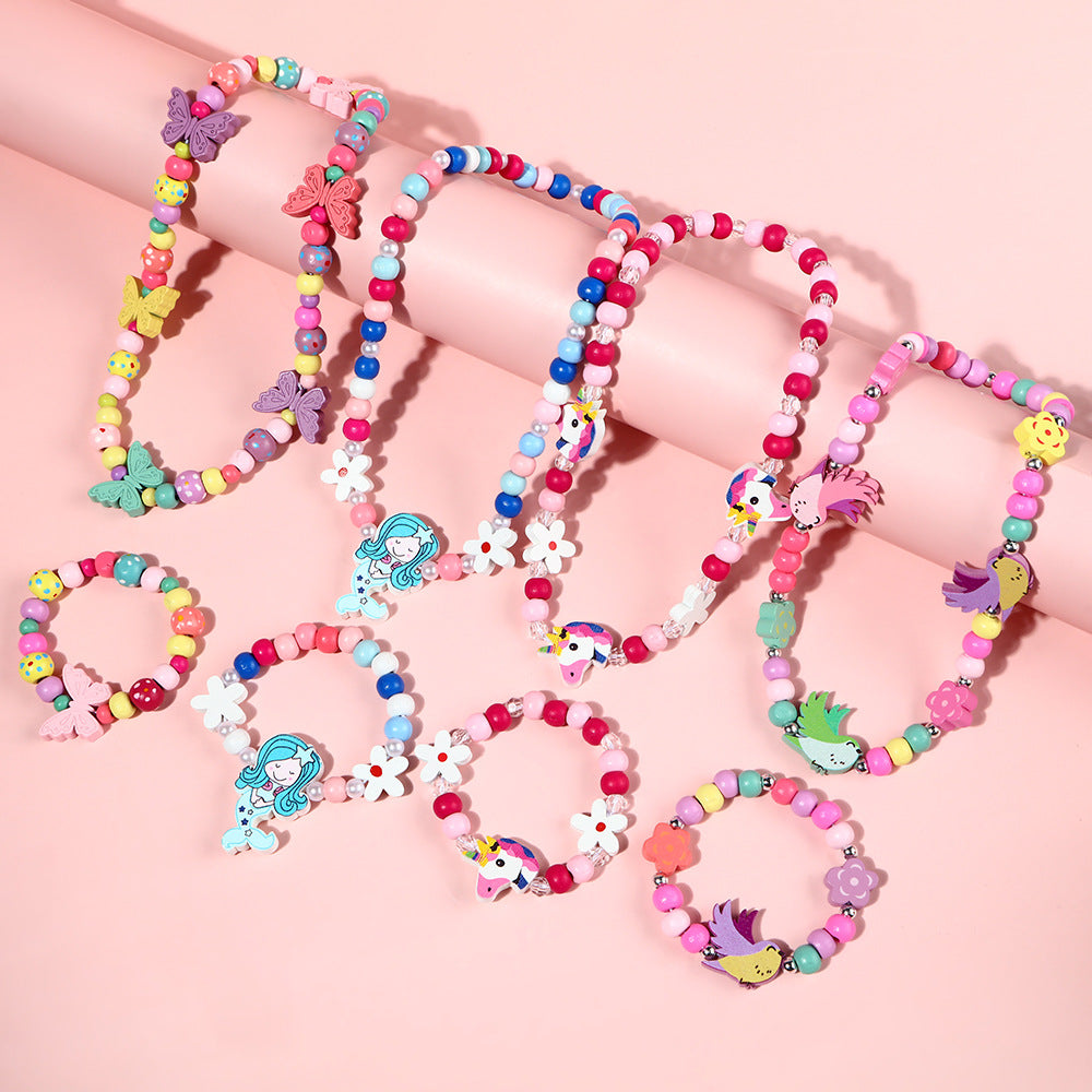 Set Collana e Bracciale a Forma di Sirena in Resina per Bambini in Colori Caramella Simpatici Gioielli da Principessa