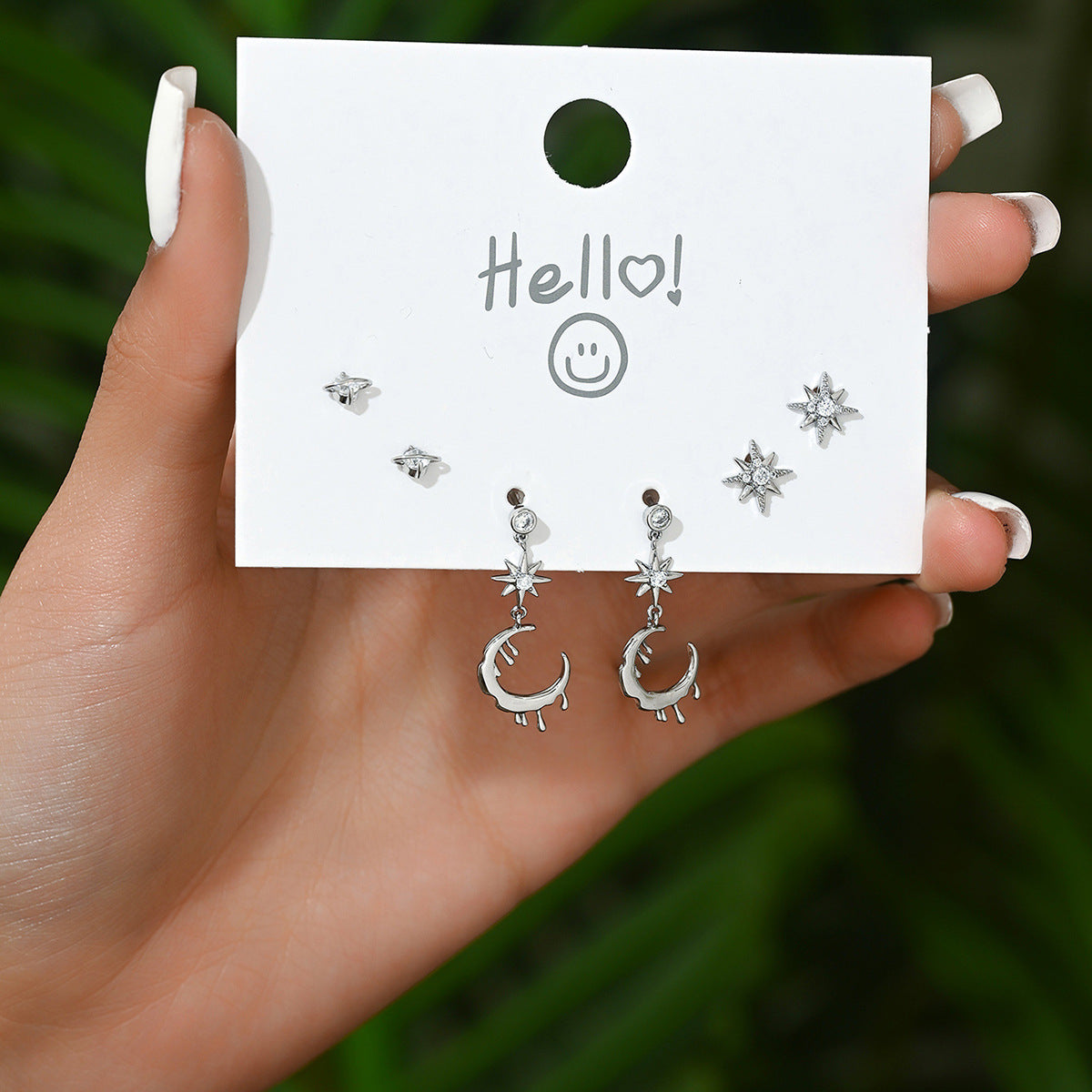 Pendientes de cobre con circonitas engastadas en forma de estrella minimalista con ganchos de acero inoxidable para mujer