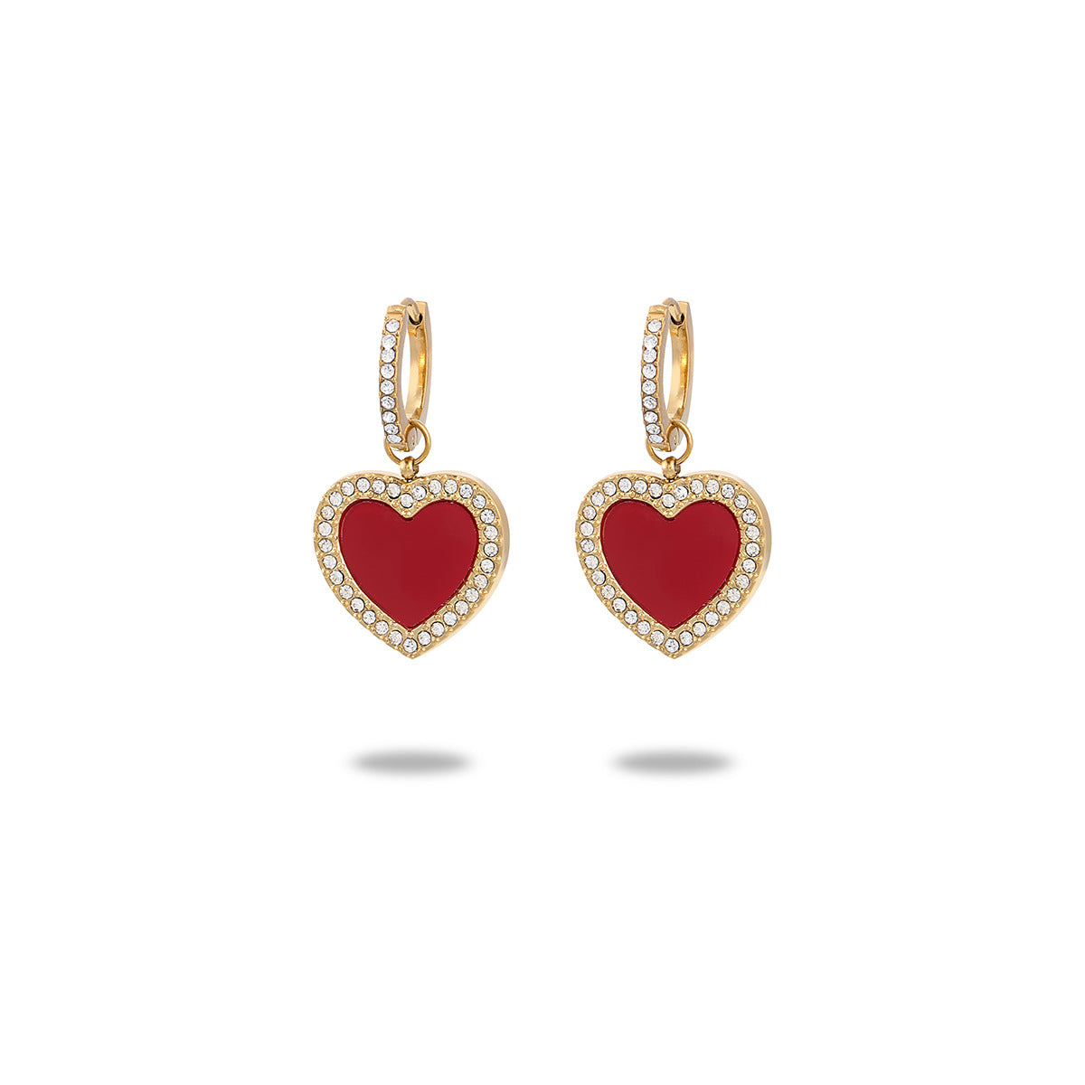Orecchini da Donna Vintage a Cuore con Strass in Acciaio al Titanio, Gioielli di Moda Minimalisti con Finitura Placcata