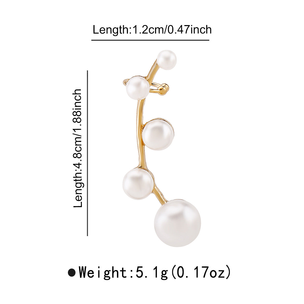 Pendientes Minimalistas Dulces Geométricos de Perlas con Acentos de Pedrería, Aretes de Aleación y Parte Trasera en Forma de U de Clip para Mujer