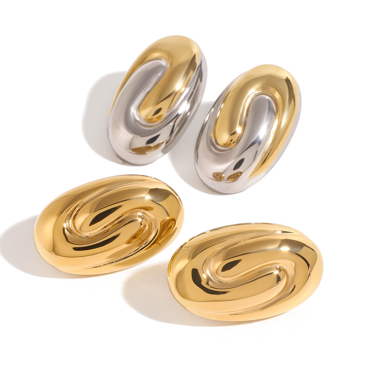 Minimalist Geometric Stainless Steel Stud Earrings with Plating Finish for Women